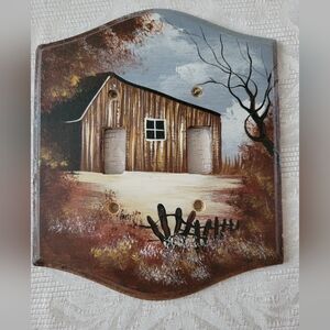 Hand painted & Signed Rustic Dbl. Wall Switch Plate...EUC